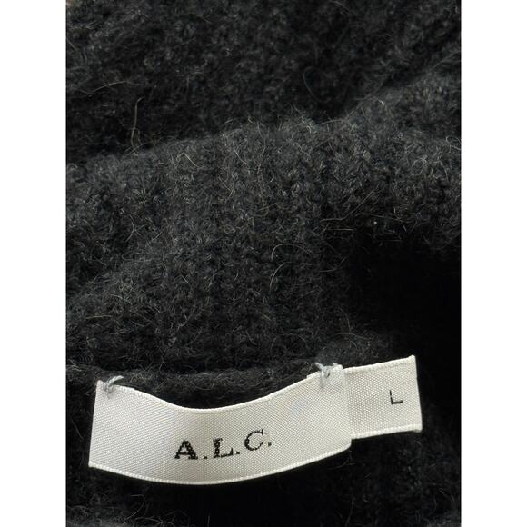 A.L.C ALC Emilie Wool Bell Sleeve Sweater Charcoal Black Size Large - Picture 8 of 10